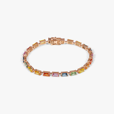 Multi Color Arcobaleno Sapphire Armband - 18 Karat Gold
