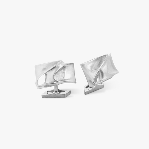 ZAHA HADID DESIGN Tyne-Manschettenknöpfe aus palladiertem, gebürstetem Edelstahl