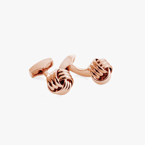 Cable Knot-Manschettenknöpfe aus rosévergoldetem Edelstahl