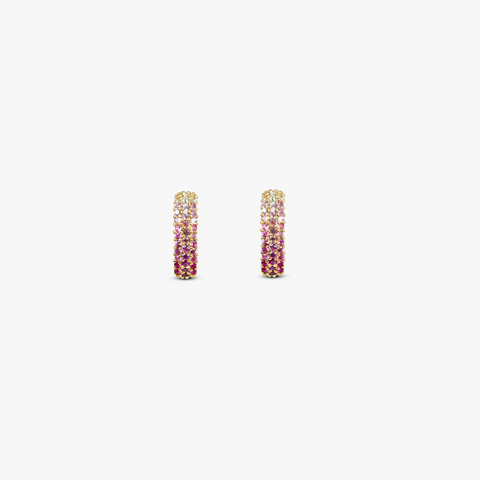 Kostbare Ohrringe mit rosa Saphir - 9 Karat Gelbgold