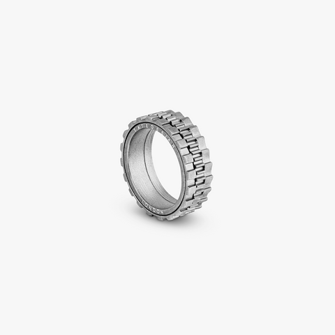 Rotierter Zahnradring aus Silber mit Rhodinierung