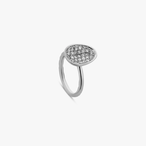 Diamond Pebble Ring mit weißem Mikropavé-Diamanten in Weißgold