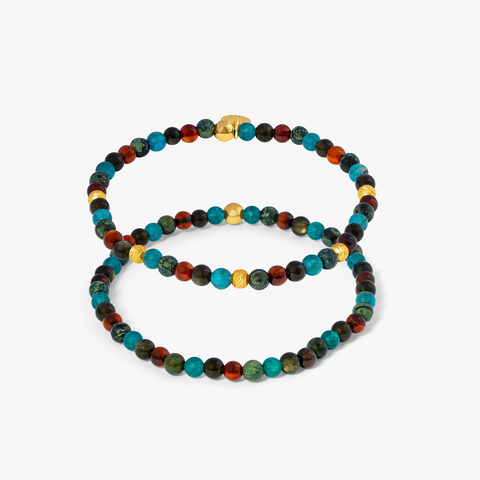 Multi Color Sterling Silber Graffiato Sennit Duo Armband
