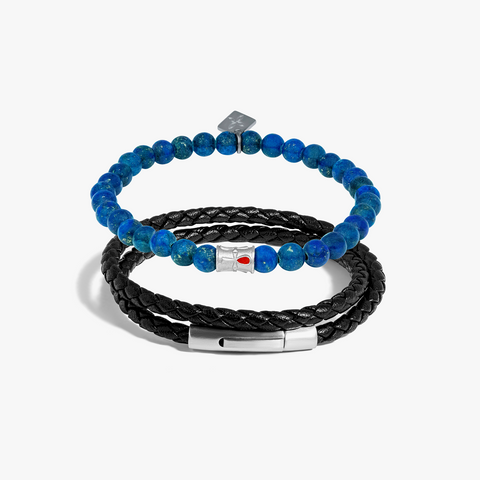 THOMPSON Ankh Duo-Armband aus blauem Lapis-Edelstahl