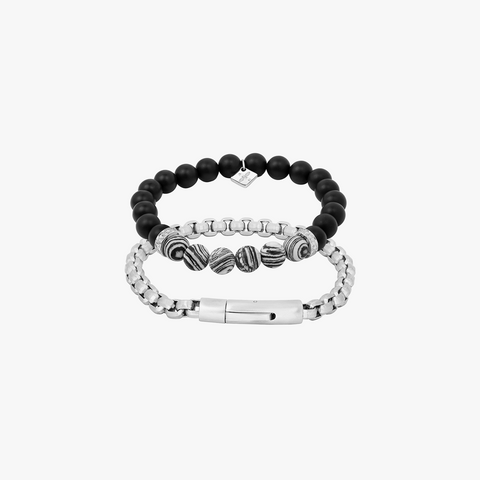 THOMPSON Raya Duo-Armband aus schwarzem Edelstahl